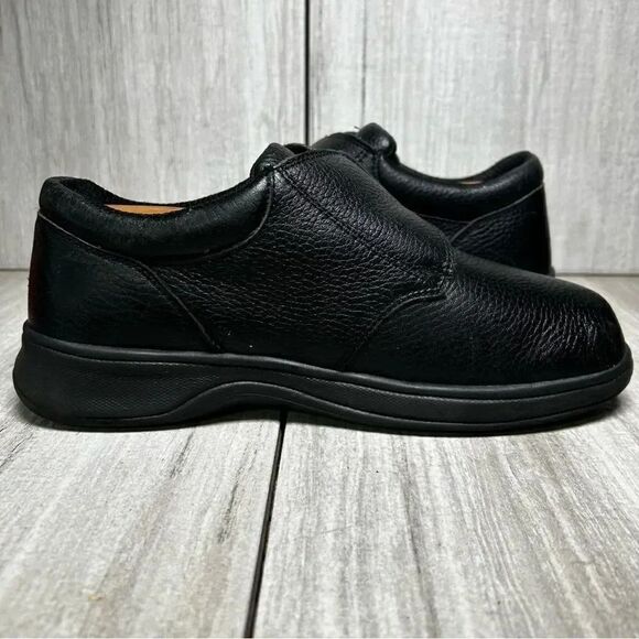 OrthoFeet Broadway 510 Velcro Hook And Look Black Leather Shoes Mens Size 8 - Picture 6 of 10